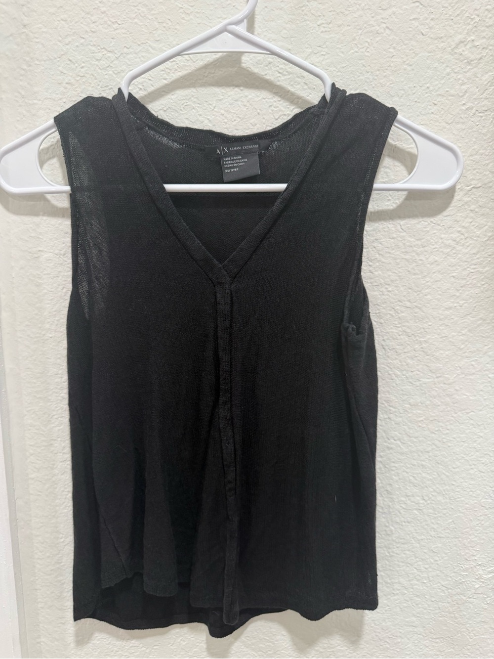 Armani Exchange Women’s Black V-Neck Sleeveless Tank